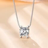 0.80 Carat Zirkon Taşlı Gümüş Kap. Tek Taş Bayan Kolye db01