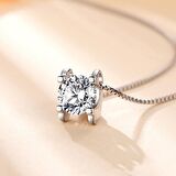 0.80 Carat Zirkon Taşlı Gümüş Kap. Tek Taş Bayan Kolye db01