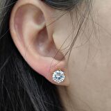 Chavin 4 Carat Zirkon Tektaş Gümüş Bayan Küpe dh17sr
