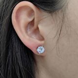 Chavin 4 Carat Zirkon Tektaş Gümüş Bayan Küpe dh17by