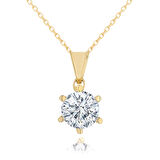 Chavin 2 Carat Zirkon Tektaş Gümüş Bayan Kolye dh18sr
