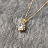 Chavin 2 Carat Zirkon Tektaş Gümüş Bayan Kolye dh18sr