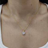 Chavin 2 Carat Zirkon Tektaş Gümüş Bayan Kolye dh18sr