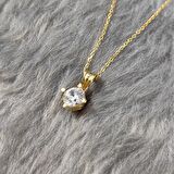 Chavin 1 Carat Zirkon Tektaş Gümüş Kadın Kolye dh16sr