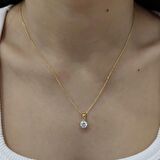 Chavin 1 Carat Zirkon Tektaş Gümüş Kadın Kolye dh16sr