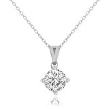 Chavin 1 Carat Zirkon Tektaş Gümüş Bayan Kolye dh16by