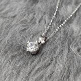 Chavin 1 Carat Zirkon Tektaş Gümüş Bayan Kolye dh16by