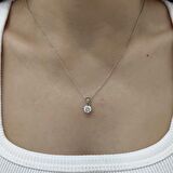 Chavin 1 Carat Zirkon Tektaş Gümüş Bayan Kolye dh16by