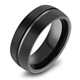 Chavin Erkek Mat Siyah Fırçalanmış Tungsten Yüzük dm78