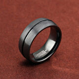 Chavin Erkek Mat Siyah Fırçalanmış Tungsten Yüzük dm78