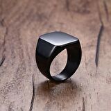 Chavin Parlak Siyah Kadın Erkek Çelik Yüzük dc52