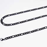 Chavin Figaro Yassı 7 mm. 60 cm. Siyah Çelik Erkek Zincir dp90