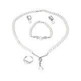 Chavin İnci Gümüş Kolye Küpe Bileklik Yüzük Takım Set ds41