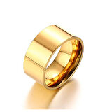 Chavin 10 mm. Geniş Gold Sarı Kadın Erkek Çelik Alyans Yüzük dt02