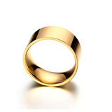 Chavin 10 mm. Geniş Gold Sarı Kadın Erkek Çelik Alyans Yüzük dt02