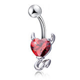 Chavin Kırmızı Kalp Taşlı Şeytan Çelik Göbek Piercing dt70kr