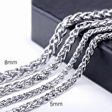 Chavin Burgu 5 mm. 70 cm. Çelik Erkek Zincir Kolye dt95