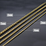 Chavin 5 mm. 55cm.Sarı Gold Burgu Çelik Bayan Erkek Zincir dt50-5