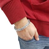 Chavin Kalın Kral Model 8 mm. Gri Çelik Erkek Bileklik df14slv