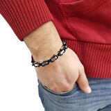 Chavin Kalın Kral Model 8 mm. Gri Çelik Erkek Bileklik df14sy