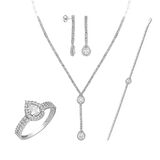 Chavin Su Yolu Gümüş Kolye Küpe Bileklik Yüzük Set dz41