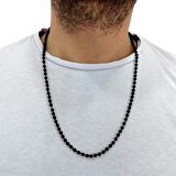 Chavin 4,5 mm. 70 cm. Siyah Yarı Mat Onyx Taşı Erkek Kolye ea48