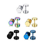 Chavin 5 çift Renk Çelik 8 mm. Bayan Erkek Küpe eb62