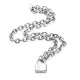 Chavin 50 cm. Aşkın Kilidi Çelik Bayan Zincir Kolye ec81by
