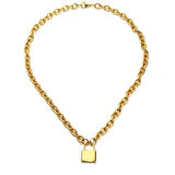 Chavin 50 cm. Aşkın Kilidi Gold Çelik Bayan Zincir Kolye ec81sr