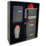 Zippo Çakmak Mat Siyah Hediyelik Kutu Benzin Taş Set du10-067533