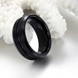 Chavin Kadın Erkek Mat Siyah Fırçalanmış Tungsten Yüzük dm76