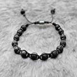 Chavin Hematit Mat Onyx Makrome Erkek Bileklik eg41