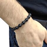 Chavin Hematit Mat Onyx Makrome Erkek Bileklik eg41
