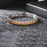 Chavin Gold Gri 316 L Çelik Parlak ve Mat Erkek Bileklik ed02bysr