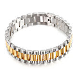 Chavin 15 mm. Gri Gold 316 L Çelik Parlak ve Mat Erkek Bileklik eh89bysr