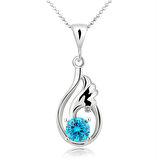 Topaz Melek Kanadı 0.04 carat Pırlanta Gümüş Kolye Küpe Seti ei09