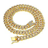 Chavin 13 mm. Kalın 45 cm. Taşlı Gold  Alloy Bayan Zincir ek55sr