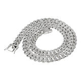 Chavin 13 mm. Kalın 45 cm. Taşlı Gri  Alloy Bayan Zincir ek55by