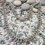 Chavin 13 mm. Kalın 45 cm. Taşlı Gri  Alloy Bayan Zincir ek55by