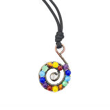 Chavin ipli Doğaltaş Sarma 7 Çakra Ağaç Kadın Kolye em89