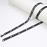 Chavin Figaro Yassı 5 mm. 60 cm. Siyah Çelik Erkek Zincir dp90-5