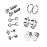 Chavin Silver Çelik 6 Takım Bayan Erkek Küpe ep41by