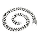 Chavin 46 cm. 14 mm. Taşlı Çelik Bayan Zincir Kolye ep08
