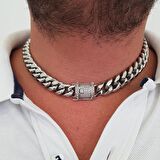Chavin 46 cm. 14 mm. Taşlı Çelik Bayan Zincir Kolye ep08