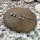 Chavin Yuvarlak Gri 3/4/5 mm. Set Bayan Erkek Çelik Küpe ep12by