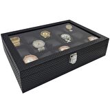 Chavin Siyah Diamond Deri 15 li Üzeri Cam Saat Kutusu st15-69