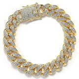 Chavin 12 mm. Kalın Taşlı Gold Alloy Bayan Bileklik er02sr
