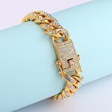 Chavin 12 mm. Kalın Taşlı Gold Alloy Bayan Bileklik er02sr