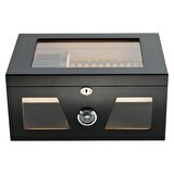 Falconetti Siyah 2 Katlı Camlı Humidor Puro Kutusu rc21