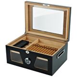 Falconetti Siyah 2 Katlı Camlı Humidor Puro Kutusu rc21